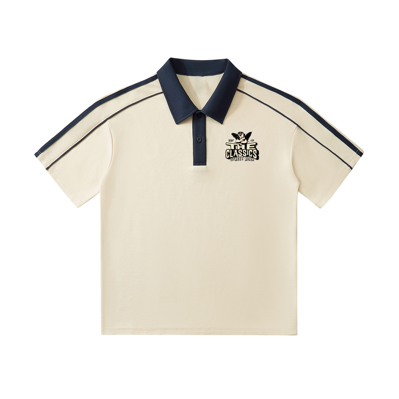Contrast Collar Short-Sleeve Polo Shirt