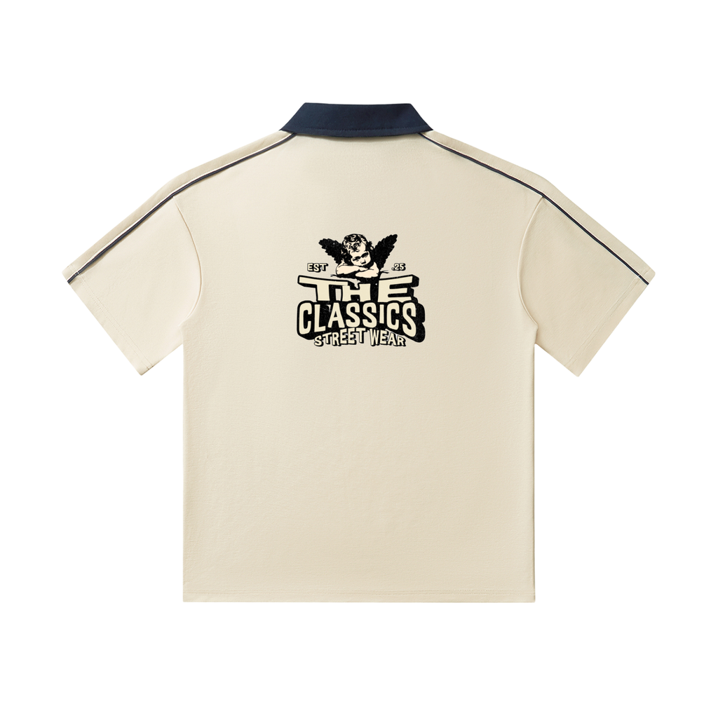 Contrast Collar Short-Sleeve Polo Shirt