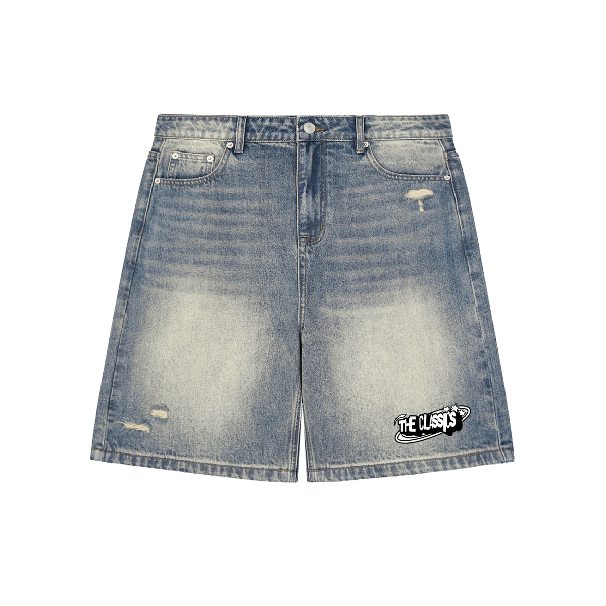 Faded Distressed Baggy Denim Shorts