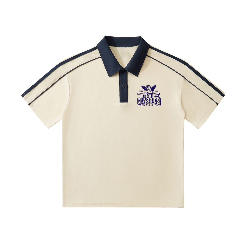 Contrast Collar Short-Sleeve Polo Shirt